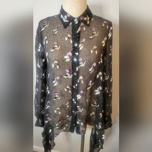 Sz 4 vintage Opening Ceremony sheer asymmetrical blouse
